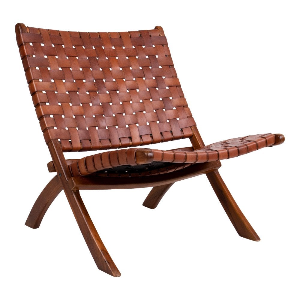 Perugia folding chair leather light brown