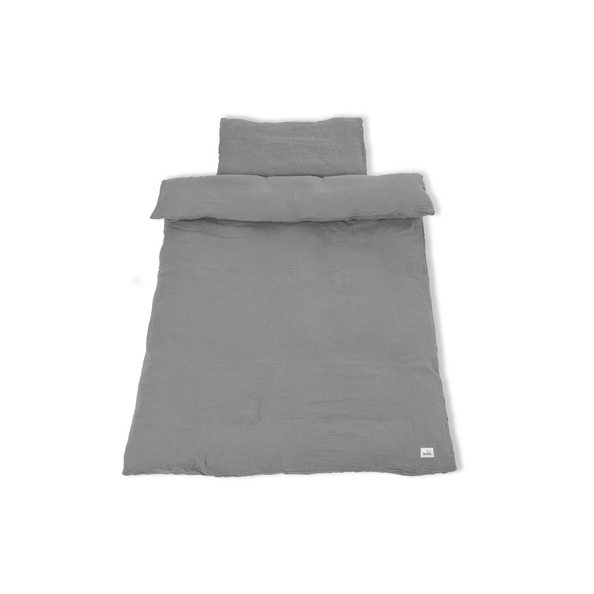 Musselin Bettbezug Set für Kinderbetten grau 2-tlg