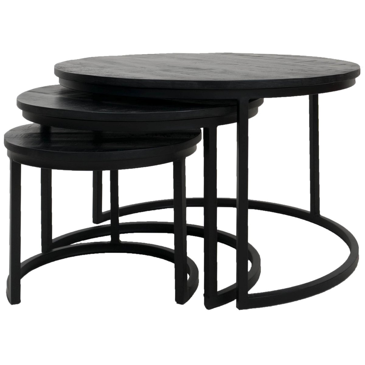 Coffee table Industrial Jan black/black set of 3